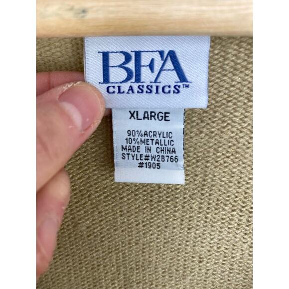 Vintage BFA Classics Women's XL Gold Metallic Pearl Button Cardigan Sweater - Picture 4 of 5